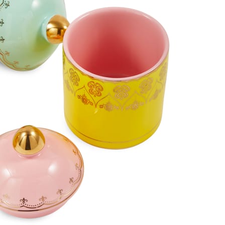Box Grandpa Small Ceramic Yellow / H 14 cm - POLSPOTTEN | Yellow / Gold details - View 1