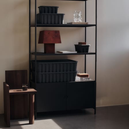 Set of 2 Boxes Paper Pulp Large/ Stackable - 30 x 40 x H 15 cm - Ferm Living | Charcoal - View 2