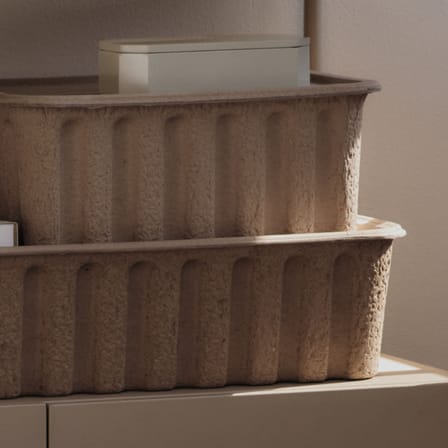 Set of 2 Boxes Paper Pulp XL / Stackable - 42 x 65 x H 15 cm - Ferm Living | Brown - View 2