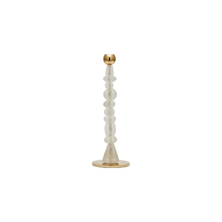 Candle Holder Perles Glass White / Small - H 34 cm - POLSPOTTEN | White - Gold - View 3