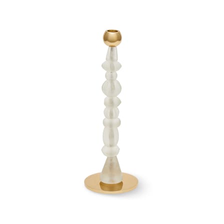 Candle Holder Perles Glass White / Small - H 34 cm - POLSPOTTEN | White - Gold - View 4