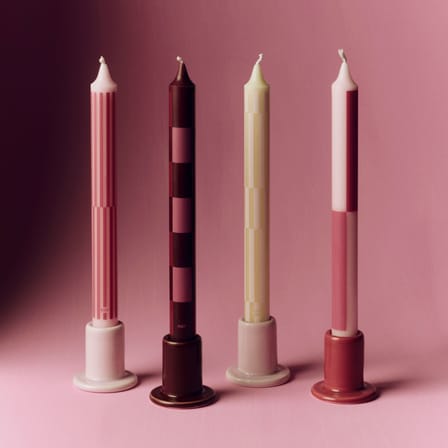 Set of 4 Taper Candles Pattern Pink - Hay | Pink tones - View 1