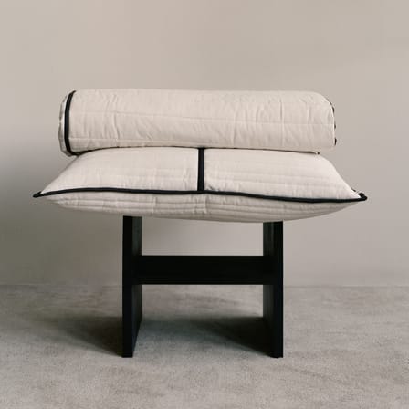 Cushion Vari White / 60 x 80 cm - Quilted - Ferm Living | Natural & Chocolate trim - View 3