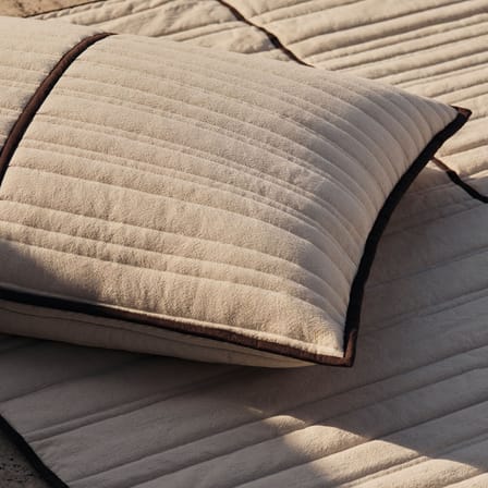 Cushion Vari White / 60 x 80 cm - Quilted - Ferm Living | Natural & Chocolate trim - View 1