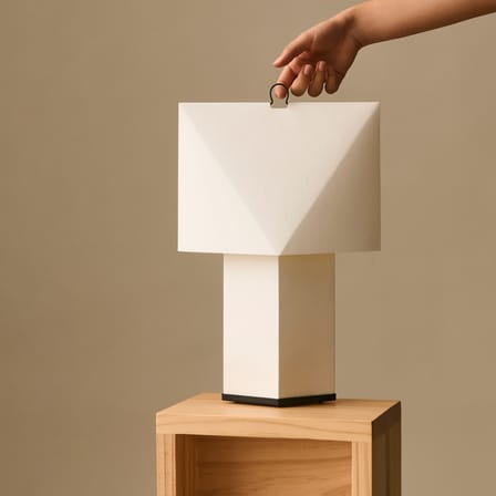 Table Lamp Aplat Large / Folded Paper - Hay | White - Base and Cable : Black - View 1