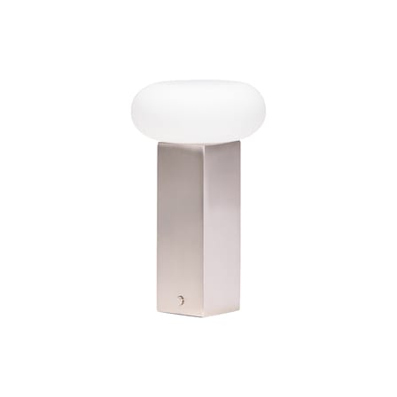 Rechargeable Portable Lamp Low LED / H 20 cm - HÜBSCH | Lamp Shade : White Opal - Base : nickel Brushed - View 4