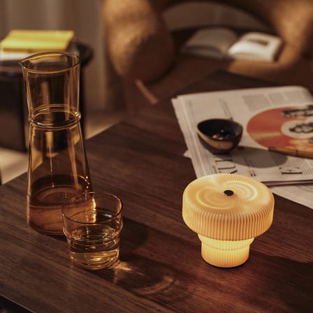 Rechargeable Portable Lamp Ripple LED Glass Beige / Ø 12 x H 10 cm - Ferm Living | Oat - View 1