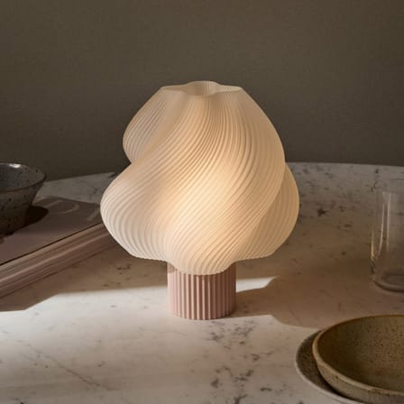 Rechargeable Portable Lamp Soft Serve Pink - CRÈME ATELIER | Wild Strawberry Sorbet / Lamp Shade White - View 1