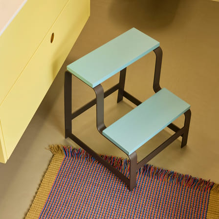Step Stool Step Wood Blue - HÜBSCH | Blue - Brown - View 3