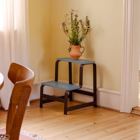 Step Stool Step Wood Blue - HÜBSCH | Blue - Brown - View 1