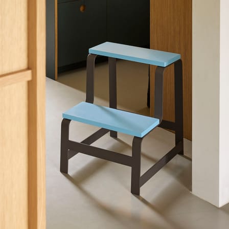 Step Stool Step Wood Blue - HÜBSCH | Blue - Brown - View 2