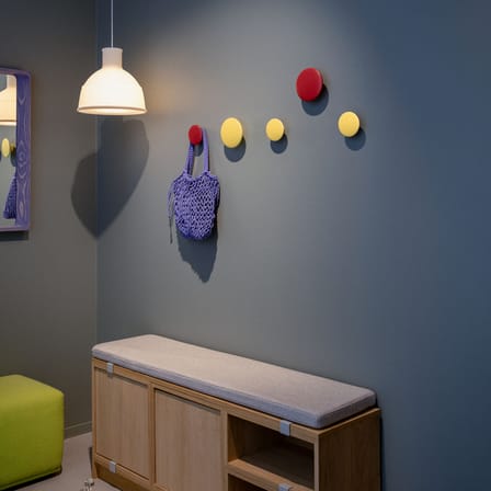 Wall Hook The Dots Wood Small Wood / Ø 9 cm - Limited Edition - Muuto | Butter Yellow - View 2