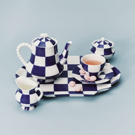 Serving Plate Fête des Bêtes Ceramic Blue / 36,6 x 26,5 cm - Serax | White - Blue - View 1