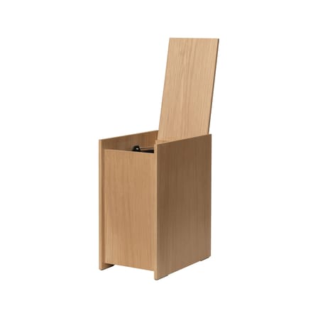 Wastebasket Sama Small Wood Natural / H 35 cm - Inner Plastic Bucket - Ferm Living | Wood Natural - Removable inner bucket : Black - View 3