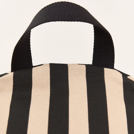 Kids Pouf Bliss Fabric Black - NOBODINOZ | Striped Black / Sand - View 2