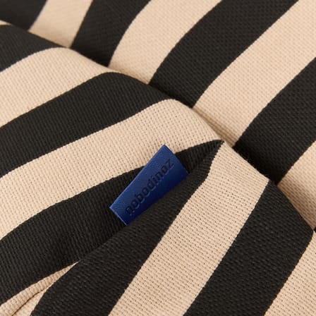 Kids Pouf Bliss Fabric Black - NOBODINOZ | Striped Black / Sand - View 1