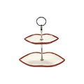 Serving Stand Les Objets Mouleversants Ceramic Red / 2 Tiers - Serax | Red & White - Structure Chrome - View 1