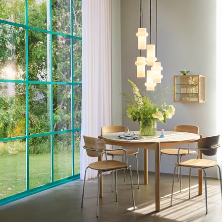 Pendant Light Pilule Pendule Down Glass White / Ø 15 x H 25 cm - HÜBSCH | White, Gloss finish - Cable Black - View 1