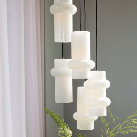 Pendant Light Pilule Pendule Down Glass White / Ø 15 x H 25 cm - HÜBSCH | White, Gloss finish - Cable Black - View 2