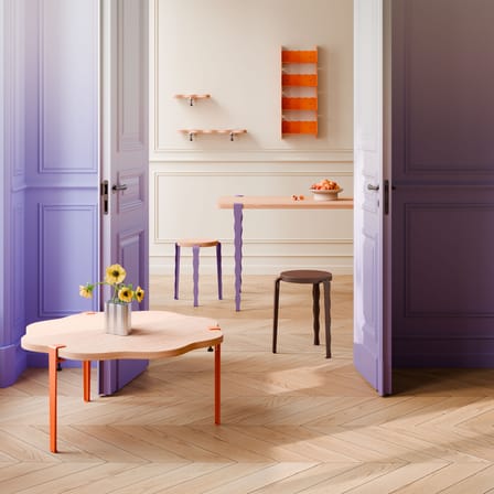 Stackable Stool Lou Vague by Uchronia / Oak - TIPTOE | Seat : Oak Natural / Legs : Beige - View 1