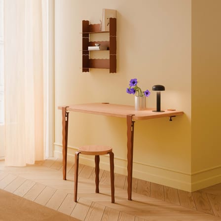 Stackable Stool Lou Vague by Uchronia / Oak - TIPTOE | Seat : Oak Natural / Legs : Beige - View 3