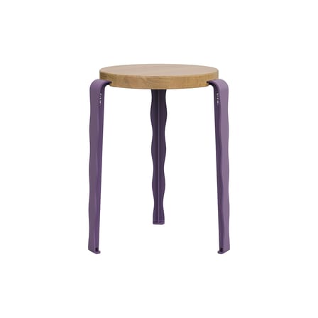 Stackable Stool Lou Vague by Uchronia / Oak - TIPTOE | Seat : Oak Natural / Legs : Purple - View 4