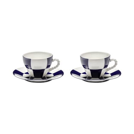 Set of 2 Cups and Saucers Fête des Bêtes - Serax | White - Blue - View 2
