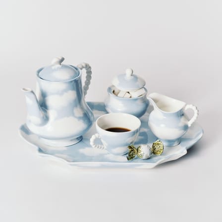 Set of 2 Cups and Saucers Rêves de Rêves - Serax | Sky Blue & White (Cloud pattern) - View 1